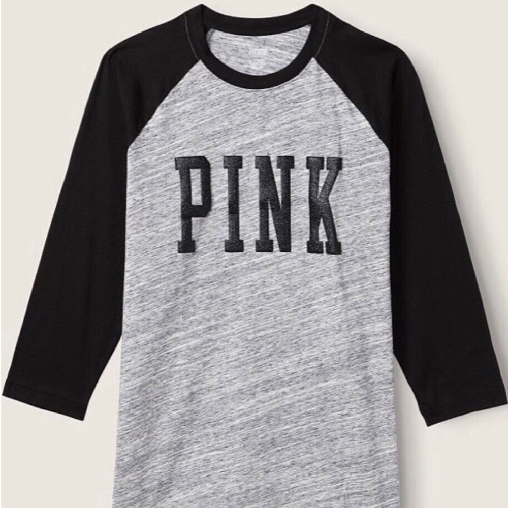 PINK Gray and Black Raglan Shirt